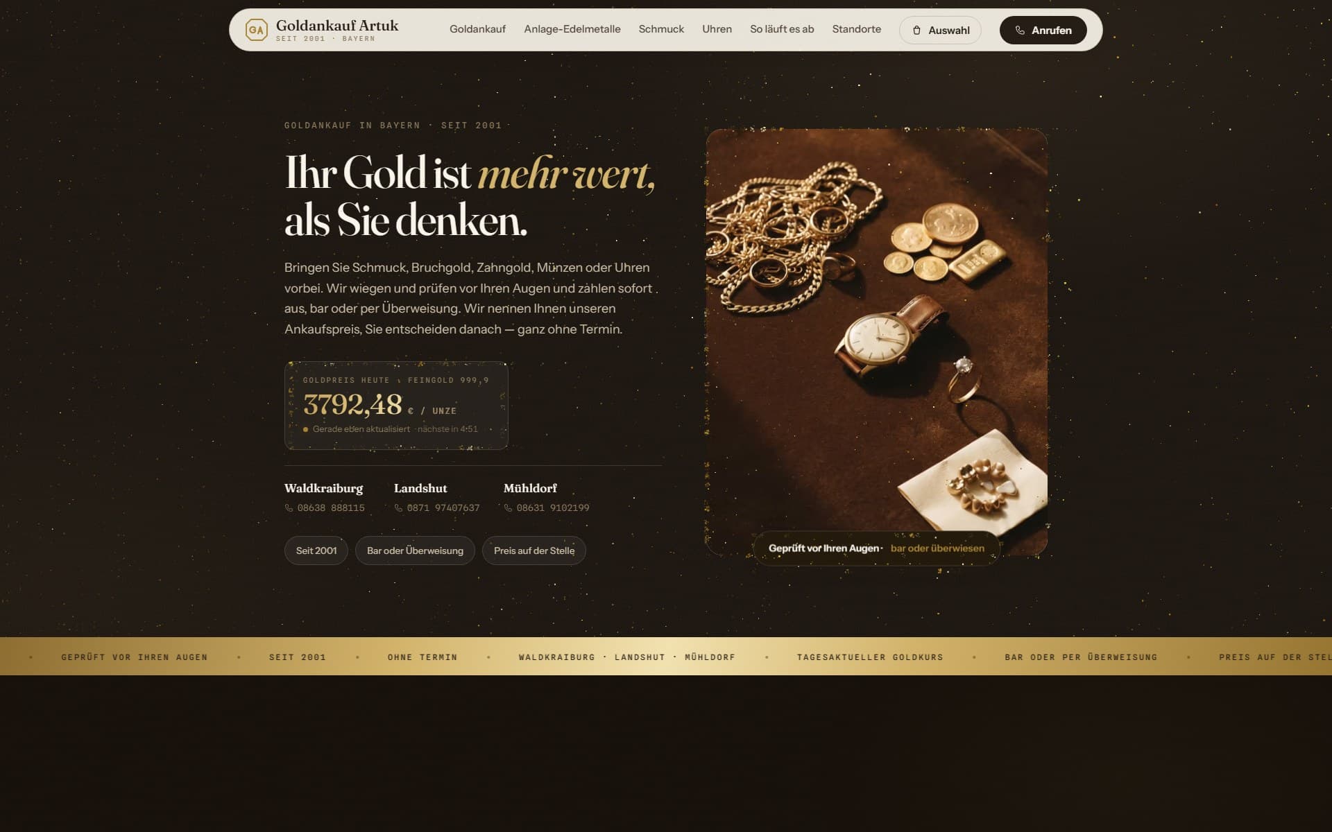 Goldankauf Artuk — homepage screenshot