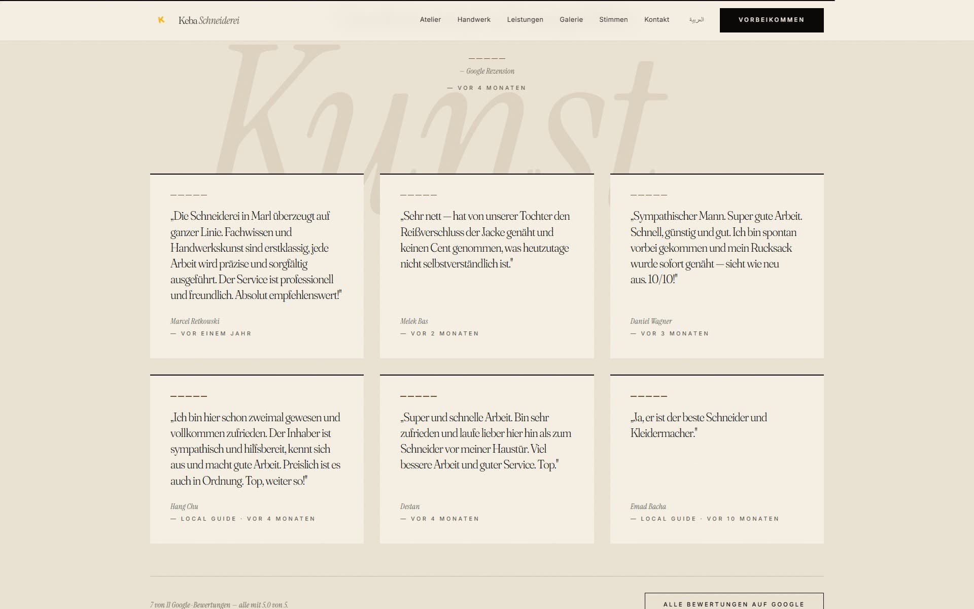 Keba Schneiderei — mid-scroll