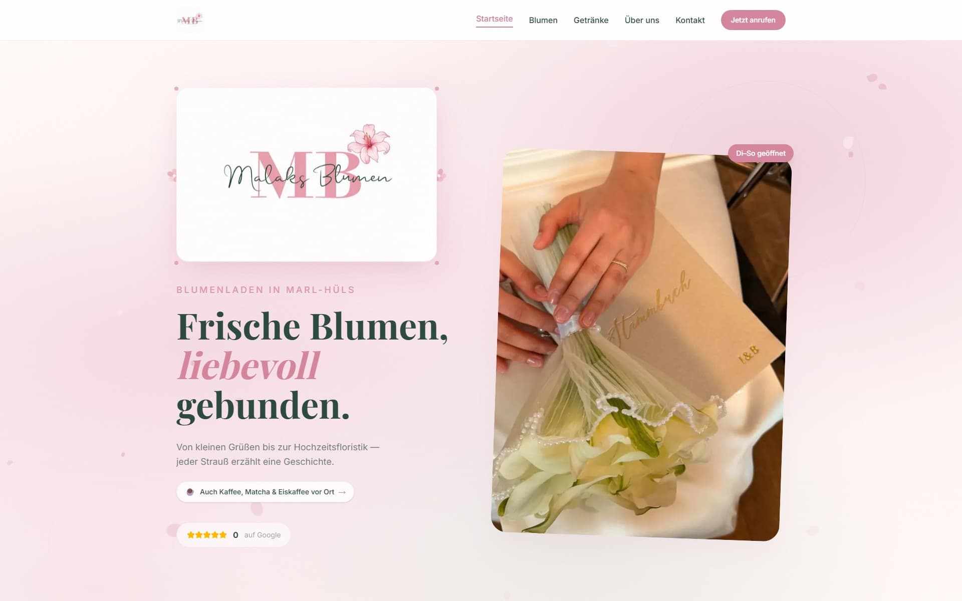 Malaks Blumen — homepage screenshot
